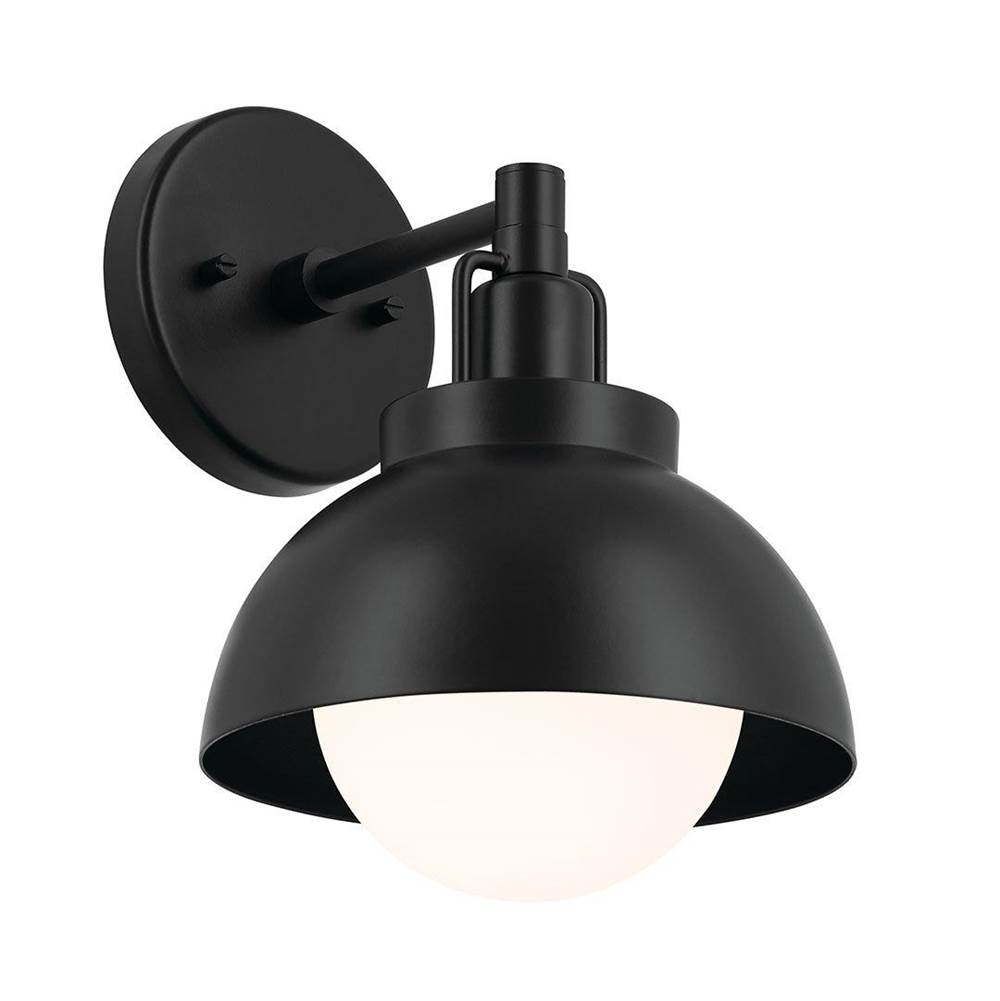 Kichler Lighting Niva 11.25 Inch 1 Light Convertible Semi Flush with Satin Etched Cased Opal Glass in Black