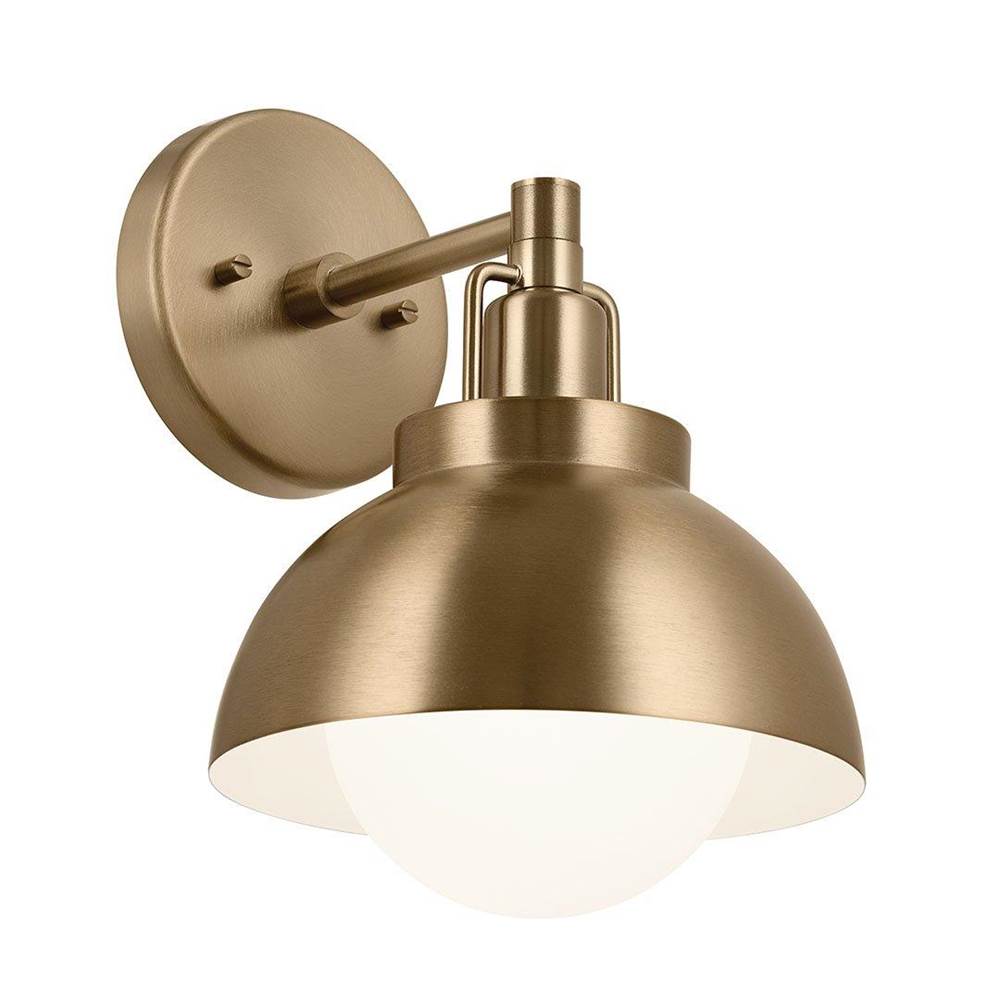 Kichler Lighting Niva 11.25 Inch 1 Light Convertible Semi Flush with Satin Etched Cased Opal Glass in Champagne Bronze