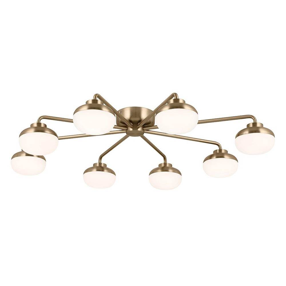 Kichler Lighting Remy 41 Inch 8 Light LED Flush Mount with Satin Etched Cased Opal Glass in Champagne Bronze