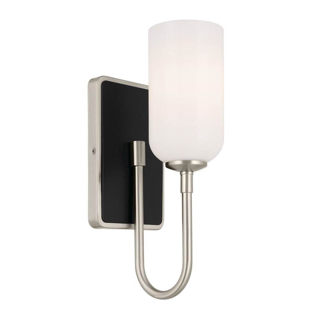 Kichler Lighting Solia 13.5 Inch 1 Light Wall Sconce with Opal Glass in Brushed Nickel with Black
