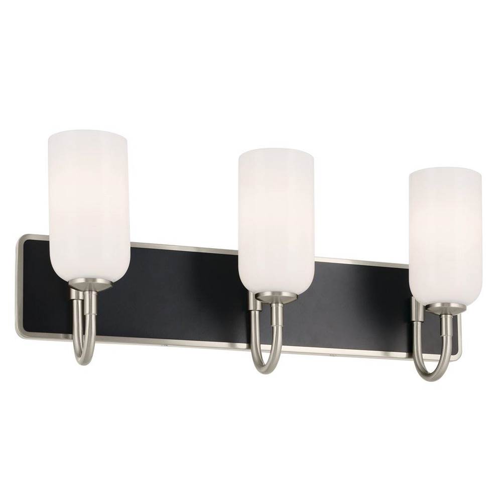 Kichler Lighting Solia 24 Inch 3 Light Vanity with Opal Glass in Brushed Nickel with Black