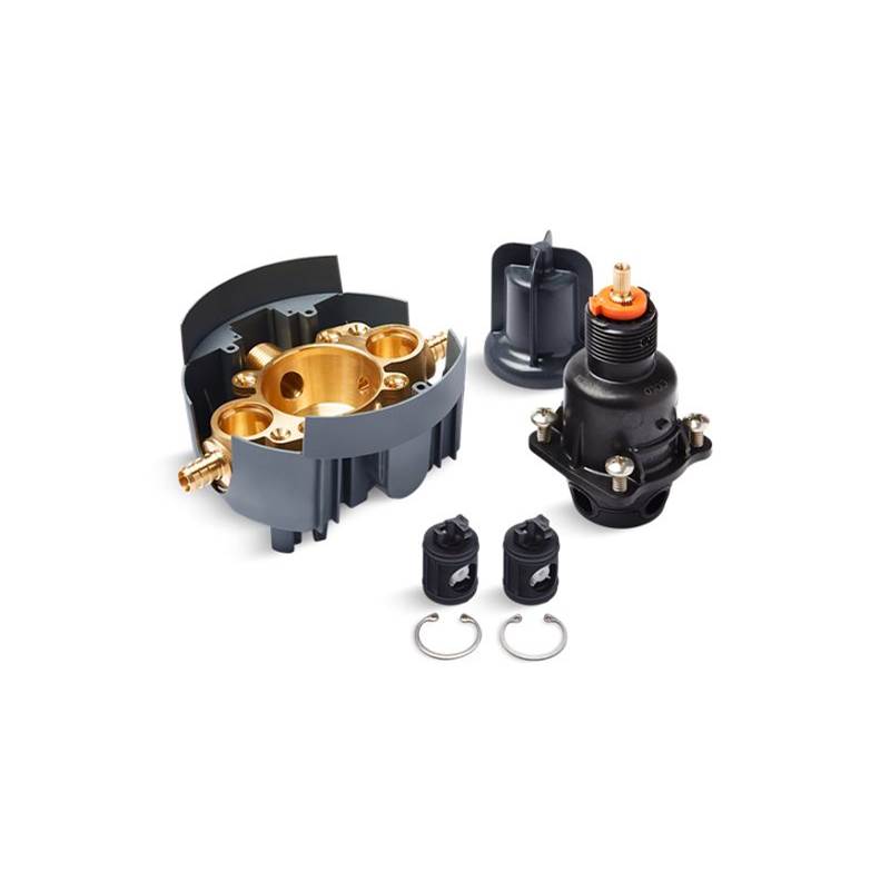 Kohler Rite-Temp® pressure-balancing valve body and cartridge kit with service stops and PEX crimp connections