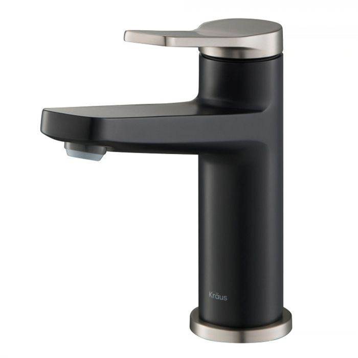 Kraus Indy Single Handle Bathroom Faucet in Spot Free Stainless Steel/Matte Black