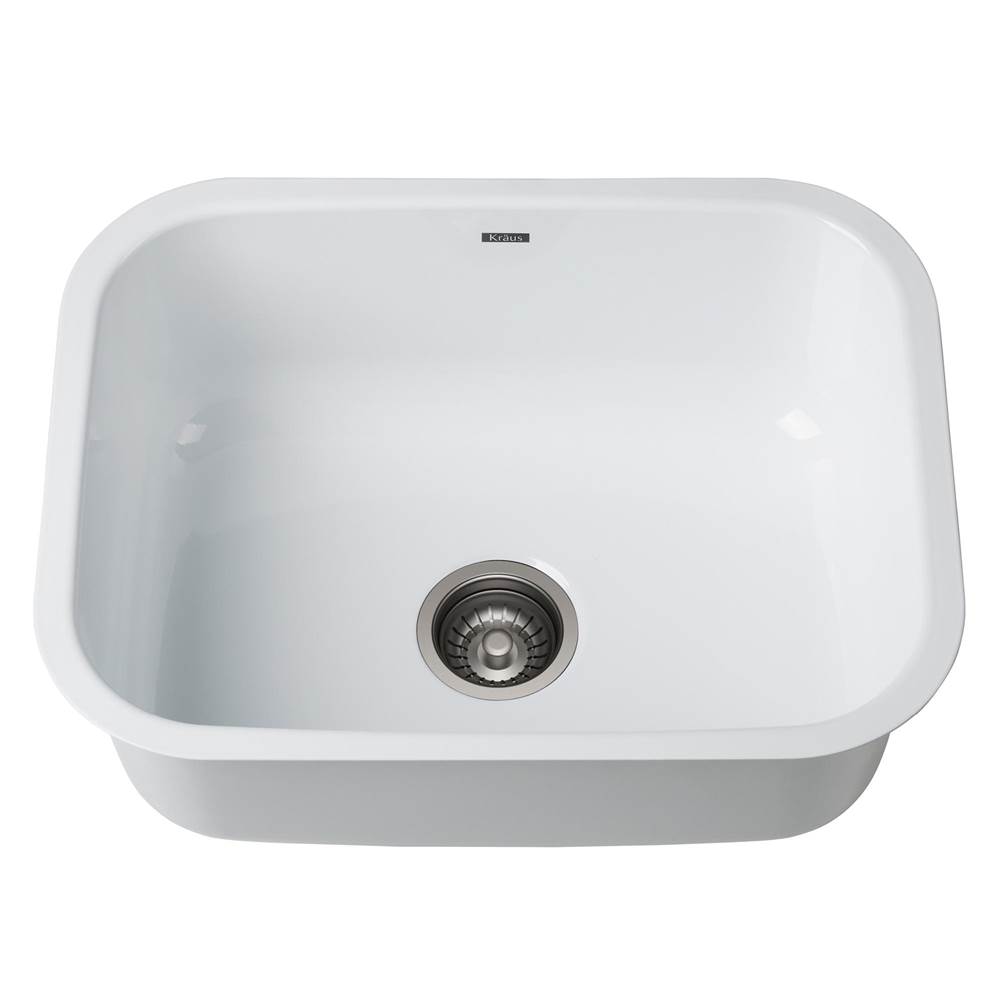 Kraus Pintura 23-inch 16 Gauge Undermount Single Bowl Enameled Stainless Steel Kitchen Sink in White