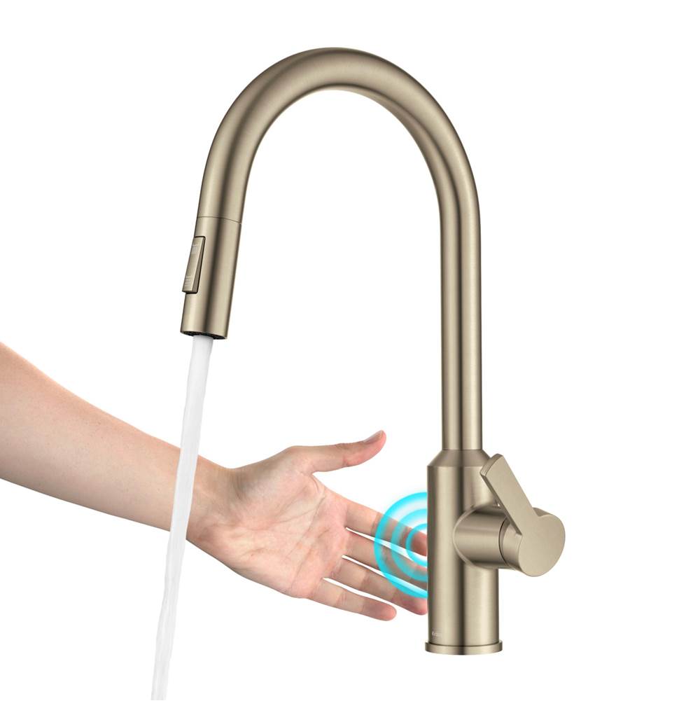Kraus KRAUS® Oletto™ Touchless Sensor Pull-Down Single Handle Kitchen Faucet in Spot-Free Antique Champagne Bronze
