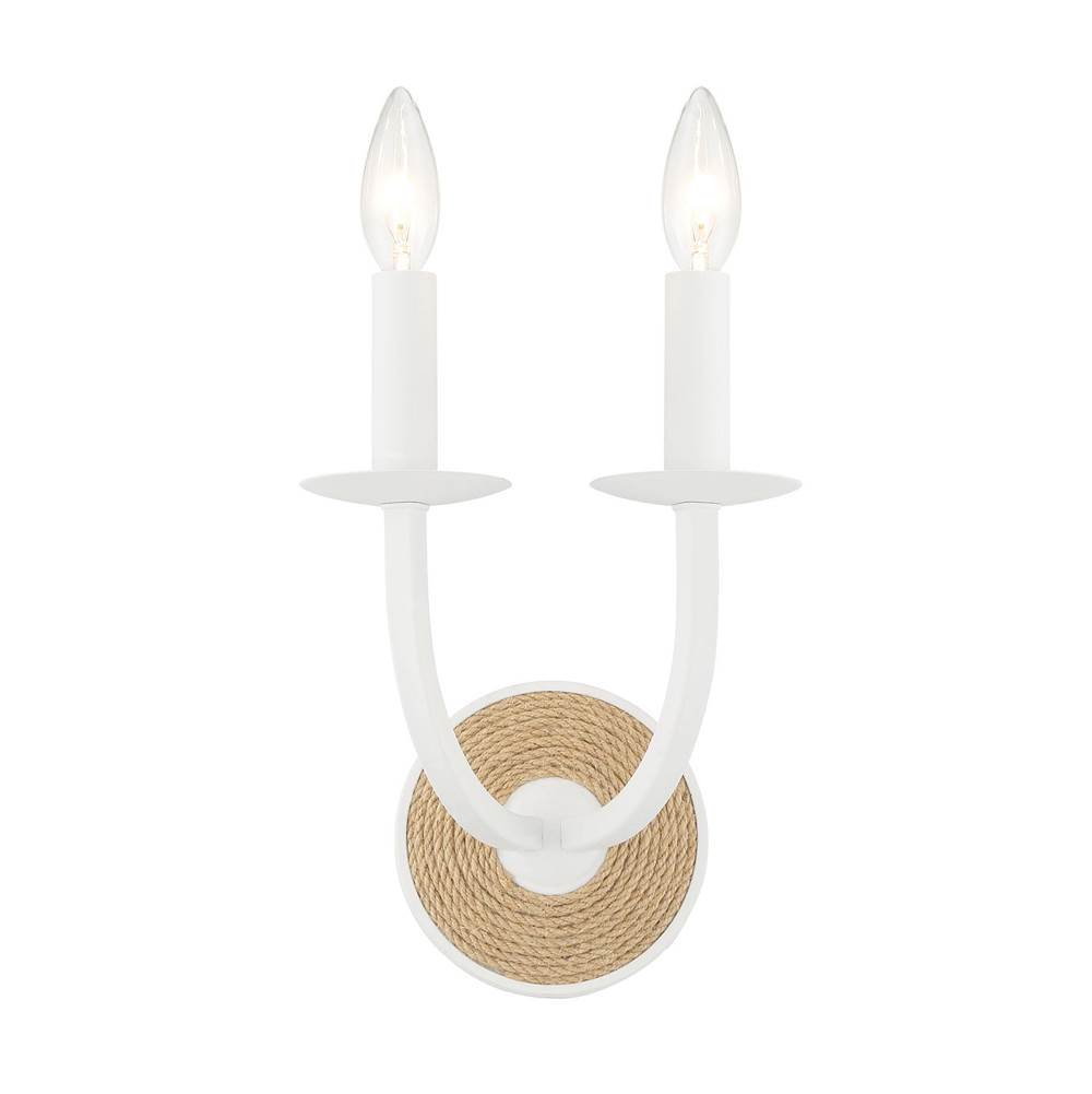 Minka-Lavery Lanton 2-Light Sand White with Natural Rope Wall Sconce