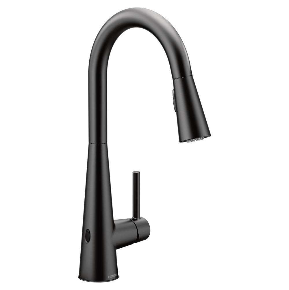 Moen Sleek Motionsense Wave Sensor Touchless One-Handle High Arc Pulldown Modern Kitchen Faucet Featuring Power Clean, Matte Black
