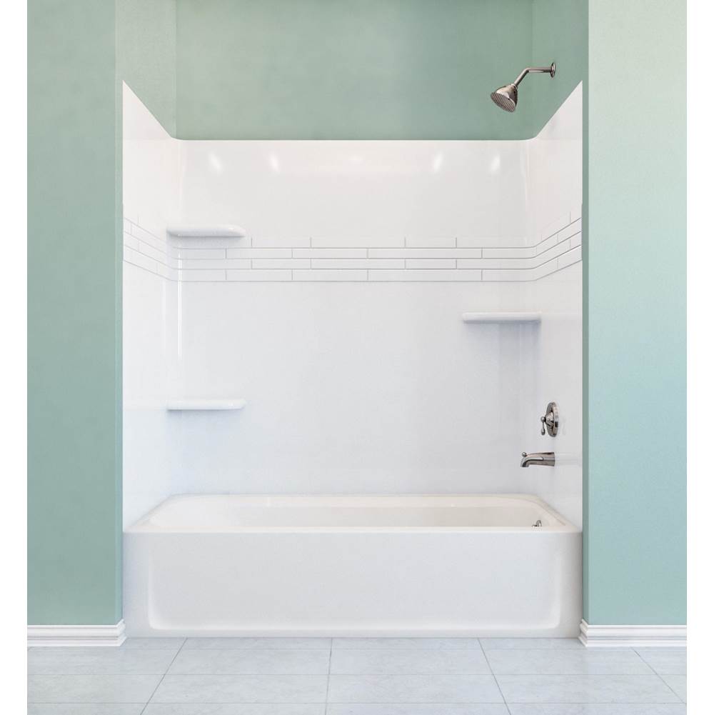 Mustee And Sons Topaz Bathtub Wall, Fiberglass Tile, White, Fits 32''x60'' Bathtub