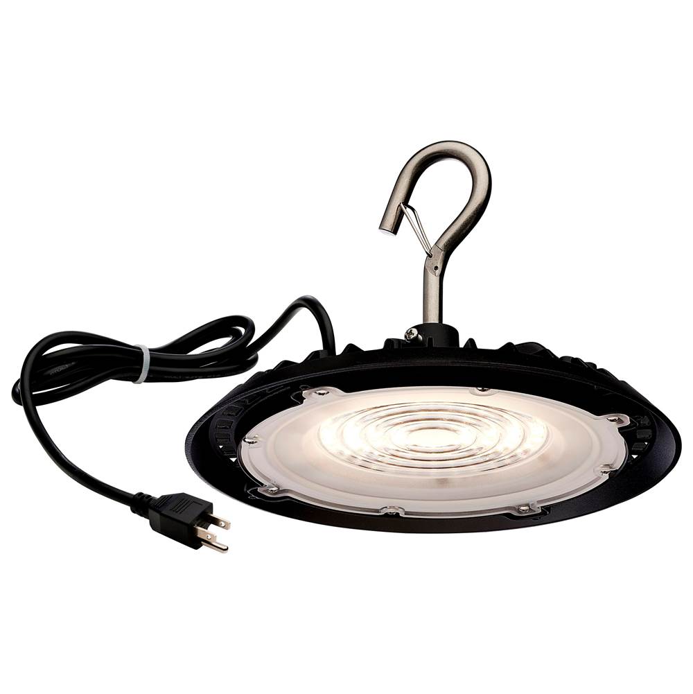 Nuvo 60 Watt; Hi-Pro Shop Light with Plug; 8'' Dia.; 5000K; Black Finish; 120 Volt