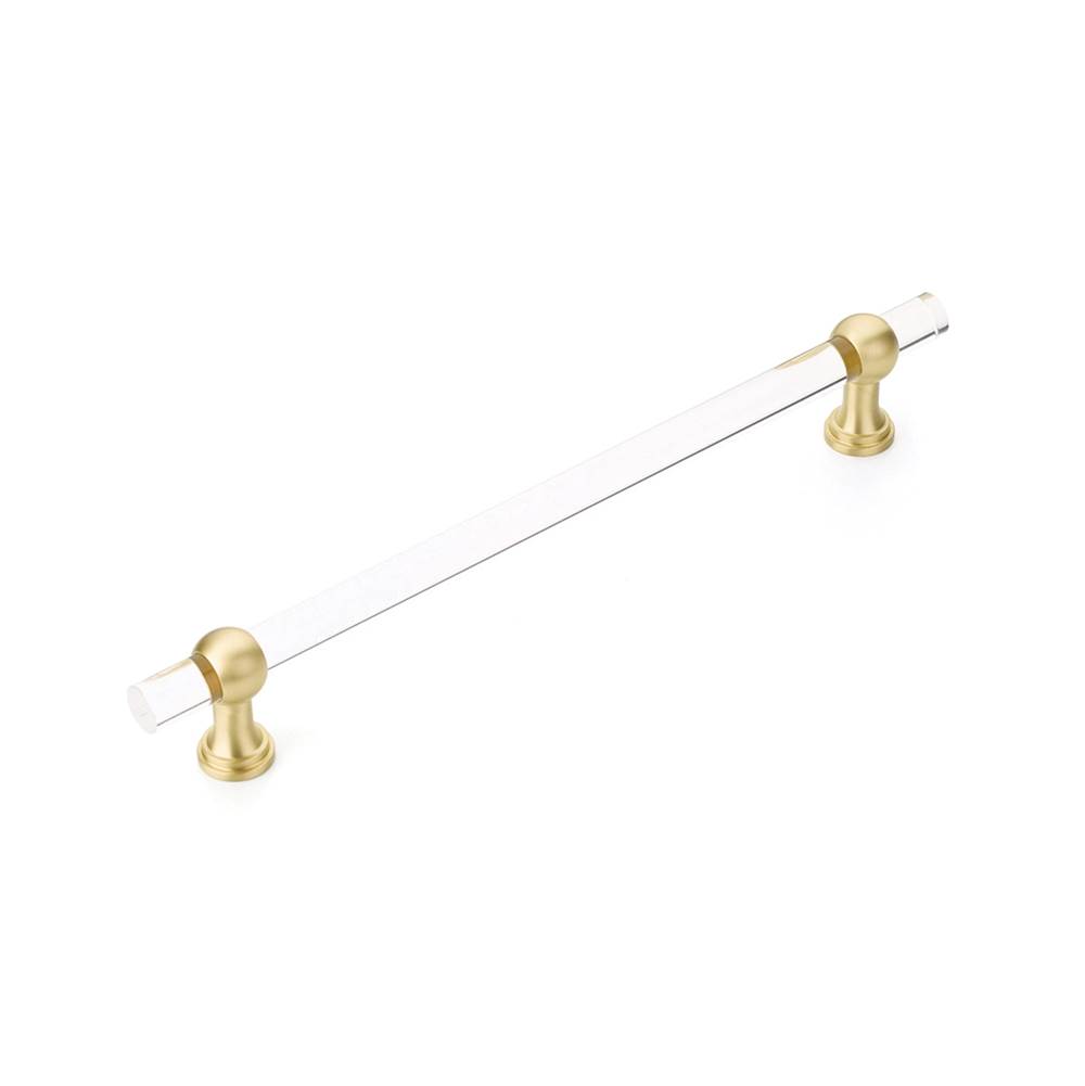 Schaub And Company Back to Back, Appliance Pull, NON-Adjustable Clear Acrylic, Satin Brass, 12'' cc