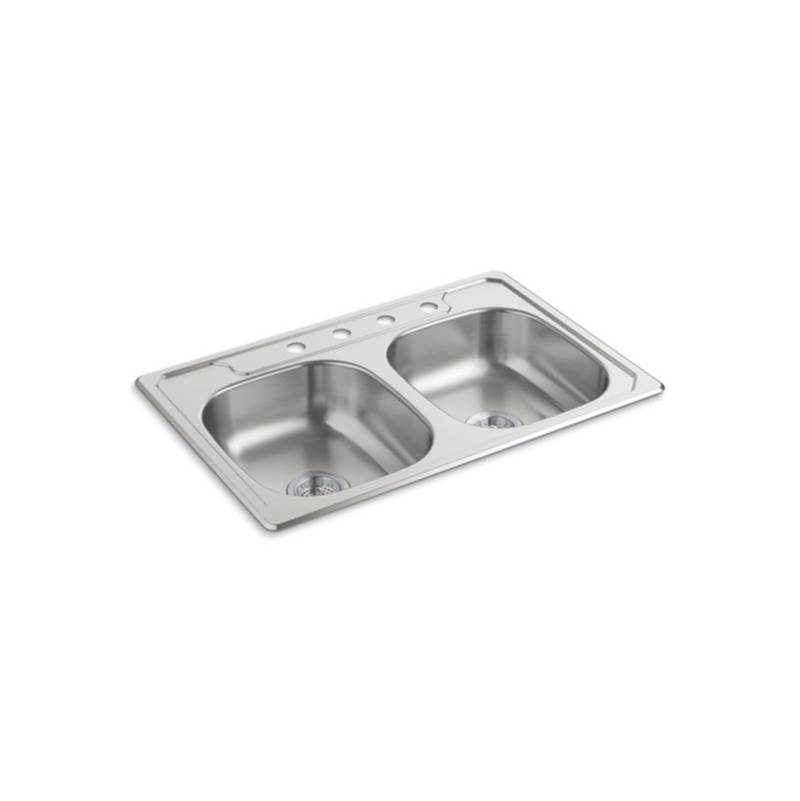 Sterling Plumbing Middleton® Top-Mount Double-Equal Kitchen Sink, 33'' x 22'' x 6''
