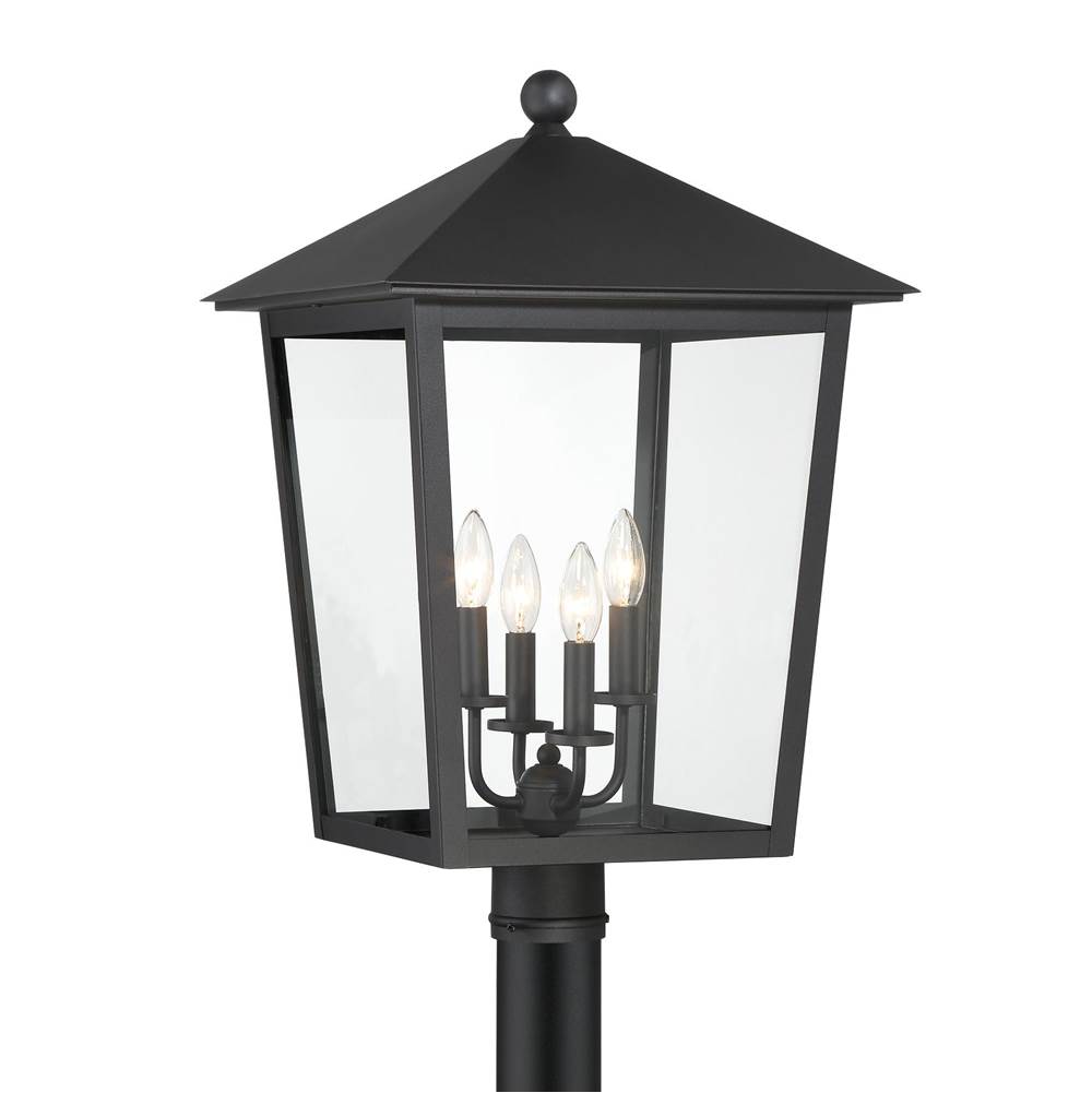 The Great Outdoors Noble Hill 4-Light Sand Coal Outdoor Post Light with Clear Glass Shade
